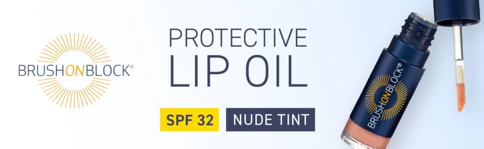 Brush On Block Protective Lip Oil, Broad Spectrum SPF 32 Sunscreen, Nude Tint - Nude Tint