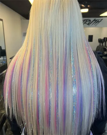Hair Tinsel Silver 1600 Strands 8pcs Sparkling & Shiny Hair Tinsel Extensions with Tools 8 Pcs Silver - tinsel hair extensions