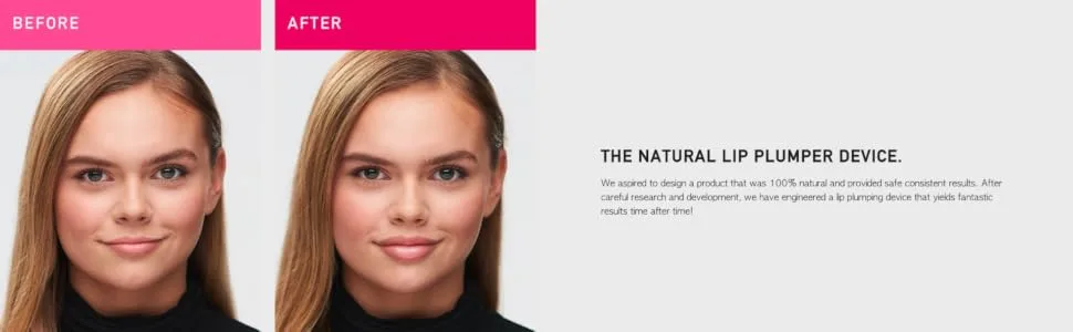 JuvaLips | Original White Lip Plumping Device & Plumping Serum | Made in the USA - before and after using juvalips lip plumping device