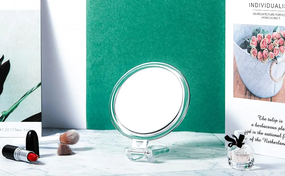 OMIRO Hand Mirror, Double-Sided 1X/15X Magnifying Foldable Makeup Mirror for Handheld, Table and Travel Usage - product information 2