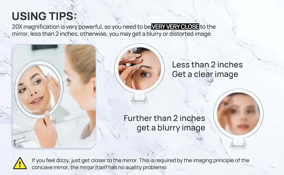 OMIRO Hand Mirror, Double-Sided 1X/15X Magnifying Foldable Makeup Mirror for Handheld, Table and Travel Usage - product information 5