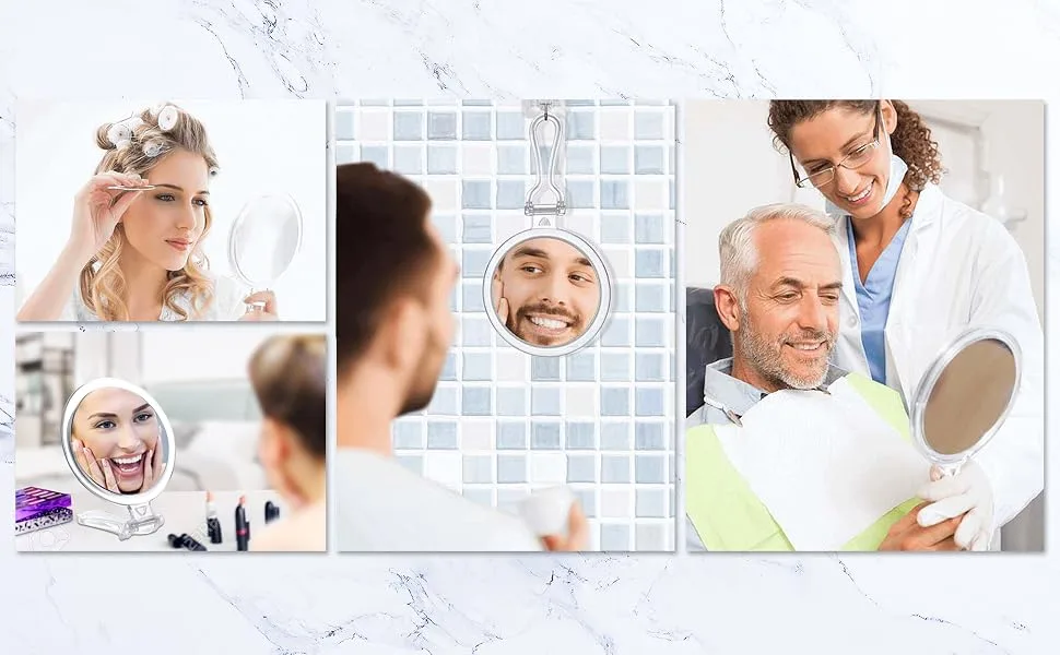 OMIRO Hand Mirror, Double-Sided 1X/15X Magnifying Foldable Makeup Mirror for Handheld, Table and Travel Usage - product information 6