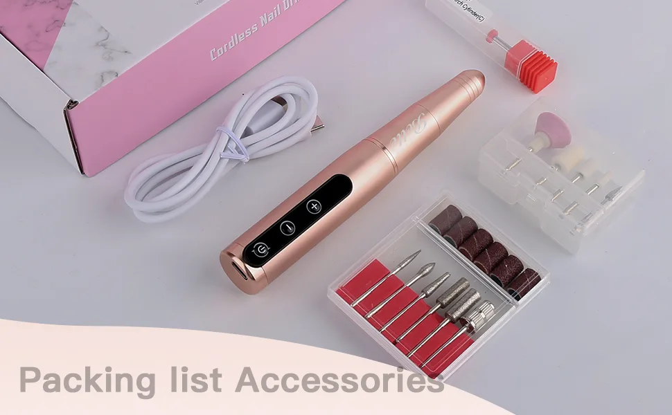 Cordless Nail Drill for Acrylic Nails,Belle Wireless Electric Efile with Bits and Sanding Bands,Portable Rechargeable Nail Machine File for Manicure Pedicure - Electric Nail Drills