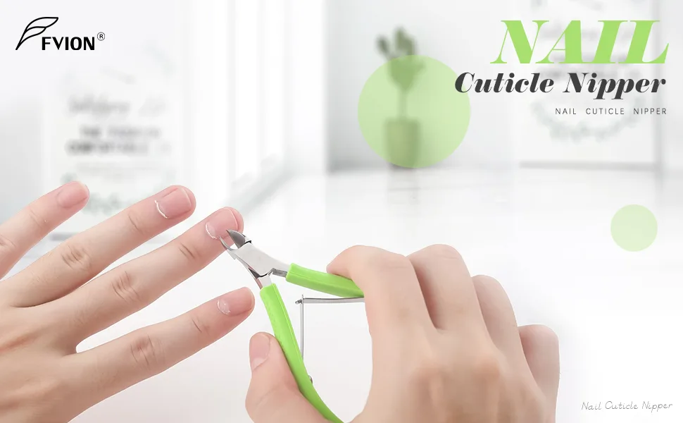 FVION Cuticle Clippers – Small Cuticle Trimmer, Rubber Coated Handle Manicure Tools – Full Jaw Cuticle Cutter for Nails (9mm) Green - product information 1
