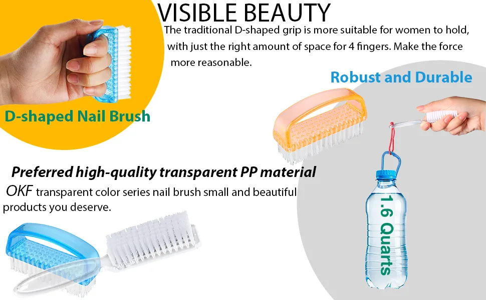 OKF New Version Nail Brush with More Practical Handle, Fingernail Brush Easy to Clean Toes and Nails Scrub(5 Pack) Blue - D-sharp nail brush