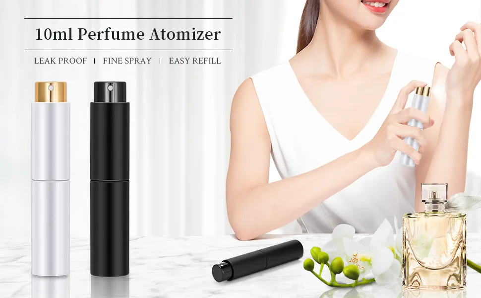10ml Portable Refillable Perfume Empty Spray Bottle Upgraded Perfume Atomizer with Funnel Filler and Refill Pump for Outdoor Traveling (Black) - 10ml Perfume Atomizer