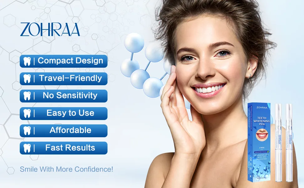 ZOHRAA Teeth Whitening Pen(2 Pens) - Effective & Painless Whitening - Perfect for Sensitive Teeth - No Sensitivity, Travel-Friendly, Natural Mint Flavor - a+7-t