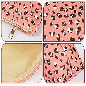 Small Makeup Bag Cosmetic Bag Waterproof Makeup Pouch Leopard Makeup Bag Multifunction Accessories Organizer Makeup Bag for Purse Pink Leopard - product information 3