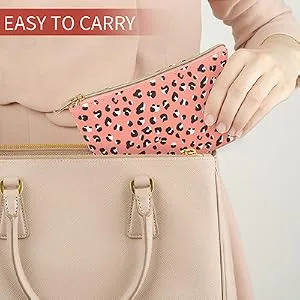 Small Makeup Bag Cosmetic Bag Waterproof Makeup Pouch Leopard Makeup Bag Multifunction Accessories Organizer Makeup Bag for Purse Pink Leopard - product information 4