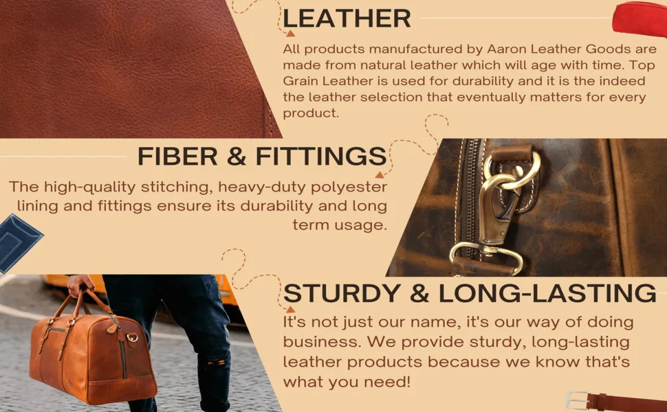 Aaron Leather Goods Leather Toiletry Bag for Men and Women Brown 10.5 Inch (Cerulean) - product information 8