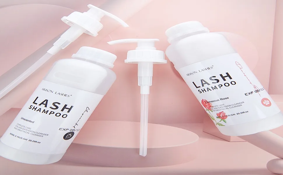 Arison Eyelash Eyelash Extension Shampoo 600ml / Eyelid Foaming Cleanser/Wash for Extensions and Natural Lashes/Paraben & Sulfate Free Safe Makeup & / Professional & Self Use (unscented) unscented-600ml - 255ss