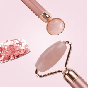 2-IN-1 Electric Jade Roller Massager Facial Roller & Face Massager, Rose Quartz - face massager