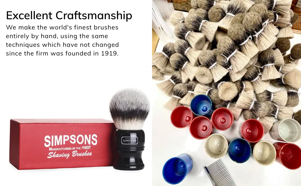 Alexander Simpson Trafalgar Synthetic Shaving Brush - Simpson Shaving Brushes - Faux Ivory Handle (T3 Ebony) - product information 3