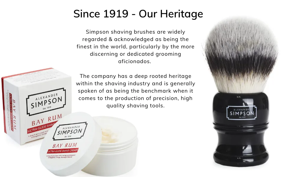 Alexander Simpson Trafalgar Synthetic Shaving Brush - Simpson Shaving Brushes - Faux Ivory Handle (T3 Ebony) - product information 4