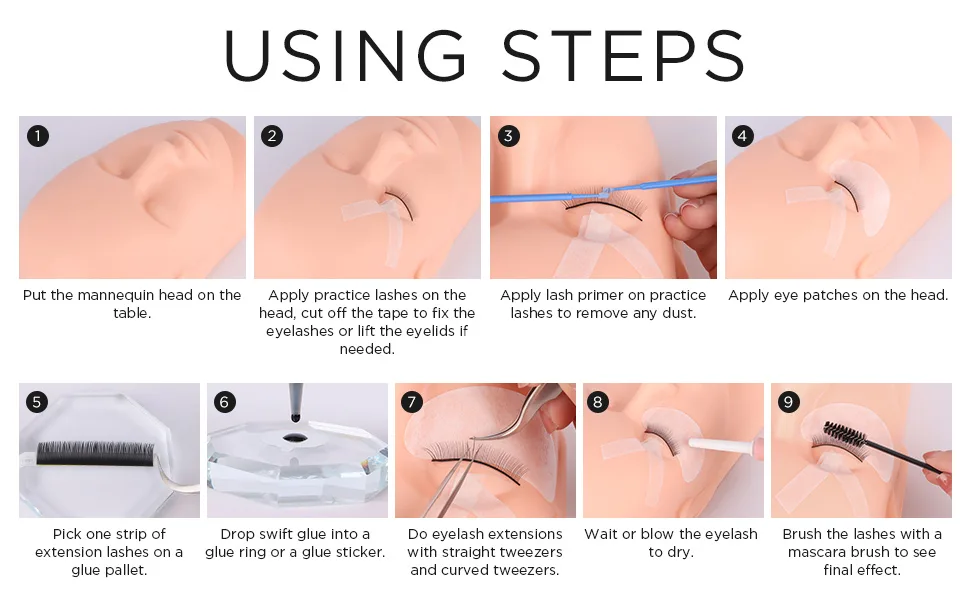 Eyelash Extension Kit,with lash Mannequin Head Lash Practice training kit Professional lash extension supplies Tool for Lash Training by BEYELIAN 361 Piece Set - lash practice kit