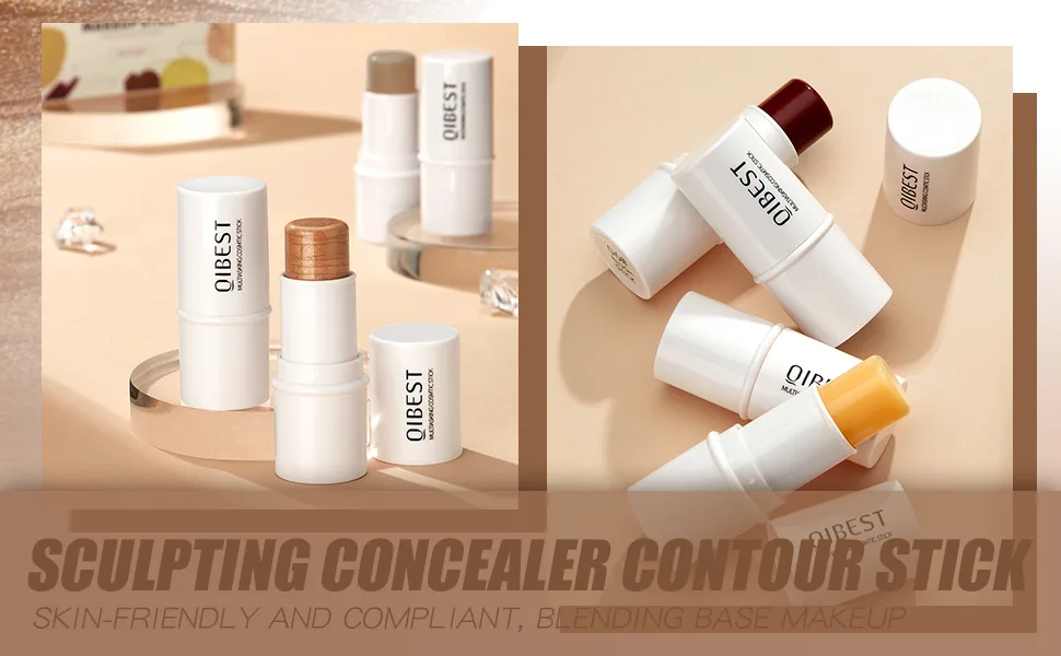 ONLYOILY 4 Pcs Makeup Sticks for Eternal Youth, Contour Stick, Highlighter Stick, Blush Stick & Moisturizer, Multi Face Makeup Set, Great For Gift #1+#3+#6+Moisturizer - contour stick, highlighter stick, blush, blush stick