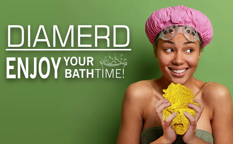 Diamerd - Premium African Net Bath Sponge, Stretches to Approximately 67", Body Exfoliating Cloth, Woven Net, Long Body Scrubbing Net, Back Scrubber, Body Exfoliating Net (Yellow) - DIAMERD AFRICAN NET YELLOW ENJOY YOUR BATH