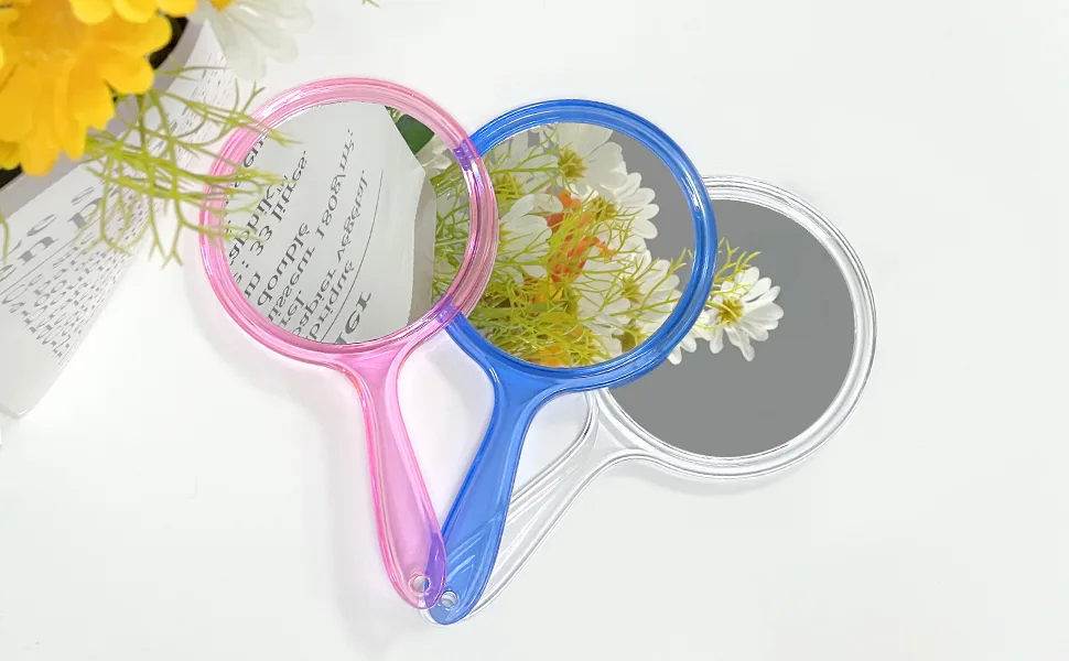 OMIRO Hand Mirror, Double-Sided Handheld Mirror 1X/3X Magnifying Mirror with Handle, Set of 3 (Clear) - hand mirrors