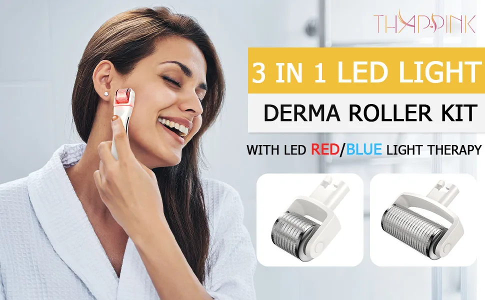 Derma Roller Microneedle Roller for Hair Growth Face Body, 3 IN 1 Microneedle Roller Kit for Home Use Silver - product information 1