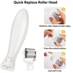 Derma Roller Microneedle Roller for Hair Growth Face Body, 3 IN 1 Microneedle Roller Kit for Home Use Silver - product information 5