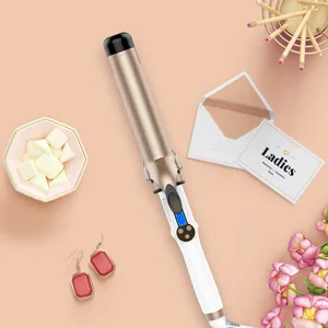 Hoson 1 1/2 Inch Curling Iron Large Barrel, 1.5 Long Barrel Curling Wand Dual Voltage, Ceramic Tourmaline Coating with LCD Display, Glove Include - curling iron