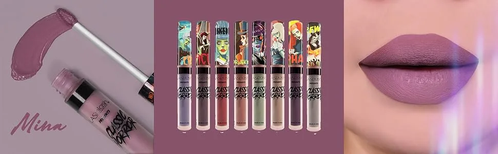 LA Splash Cosmetics Waterproof All Day Wear Liquid Matte Pink Lipstick Classic Hollywood Horror Collection [2017 LIMITED EDITION] (Christine) - mina