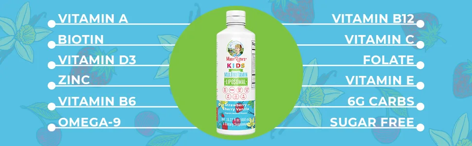 MaryRuth Organics Multivitamin for Kids Immune Support Supplement - 30 Servings - kids multi liposomal