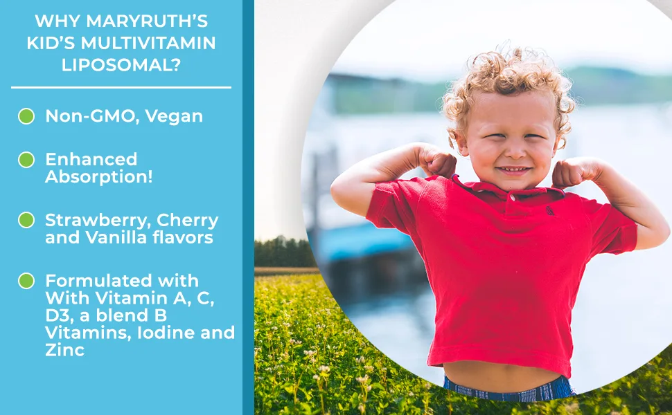 MaryRuth Organics Multivitamin for Kids Immune Support Supplement - 30 Servings - Kids Multivitamin Liposomal
