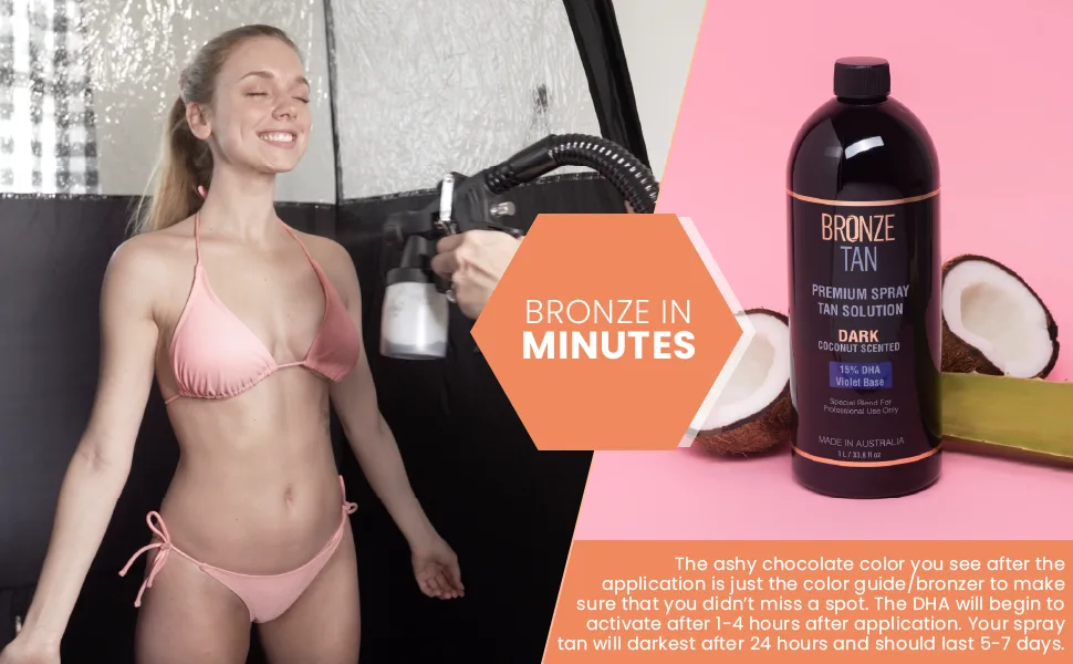 Bronze Tan Special DARK Blend Premium Spray Tan Solution For Spray Tanning Professionals - Coconut Scented Sunless Tanning Solution (1 Liter / 33.8 FL OZ ) 33.81 Fl Oz (Pack of 1) - Bronze Tan Special Dark Blend Premium Spray Tan Solution For Spray Tanning Professionals