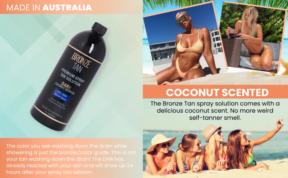 Bronze Tan Special DARK Blend Premium Spray Tan Solution For Spray Tanning Professionals - Coconut Scented Sunless Tanning Solution (1 Liter / 33.8 FL OZ ) 33.81 Fl Oz (Pack of 1) - Bronze Tan Special Dark Blend Premium Spray Tan Solution For Spray Tanning Professionals