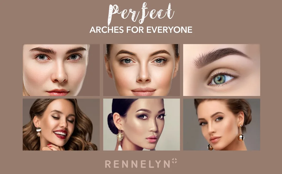 Rennelyn Eyebrow Stamp Stencil Kit and Eyebrow Shaping Kit for Perfect Eyebrow Long Lasting Formula Multi-Purpose for Eyebrows Hairline Shadow Powder (Dark Brown) - Perfect Eyebrow Powder