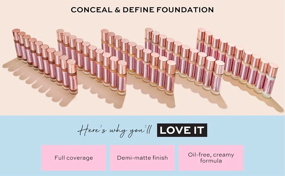 Makeup Revolution Conceal & Define Foundation, Cream Foundation Makeup, Full Coverage, For Light Skin Tones, Vegan & Cruelty-Free, F4, 23ml - revolution beauty makeup conceal and define foundation