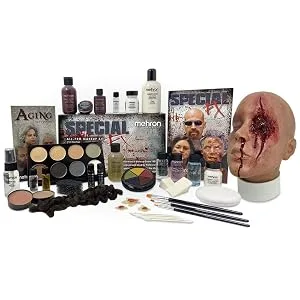 Mehron Makeup Special FX Set for Halloween, Christmas Gifts, Cosplay (Practice Head Included) - special effects makeup kit beginners zombie fx palette white black make up vampire girls todoroki