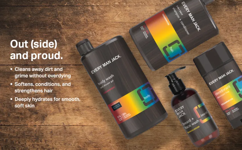 Every Man Jack Pride Essentials Box - Includes Three Grooming Essentials with Clean Ingredients & Incredible Scents - Round Out His Routine with Body wash, Deodorant, and 2-in-1 Shampoo - image