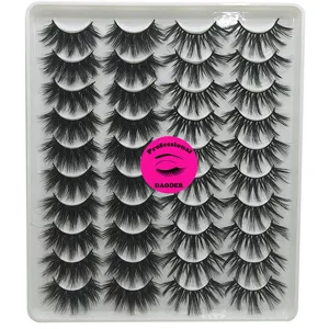 DAODER Eyelashes False Lashes Dramatic 20mm Thick Mink Lashes Pack Long Fluffy Wispy Natural Fake Eyelashes Bulk 20 Pairs 2 Styles - fake eyelashes