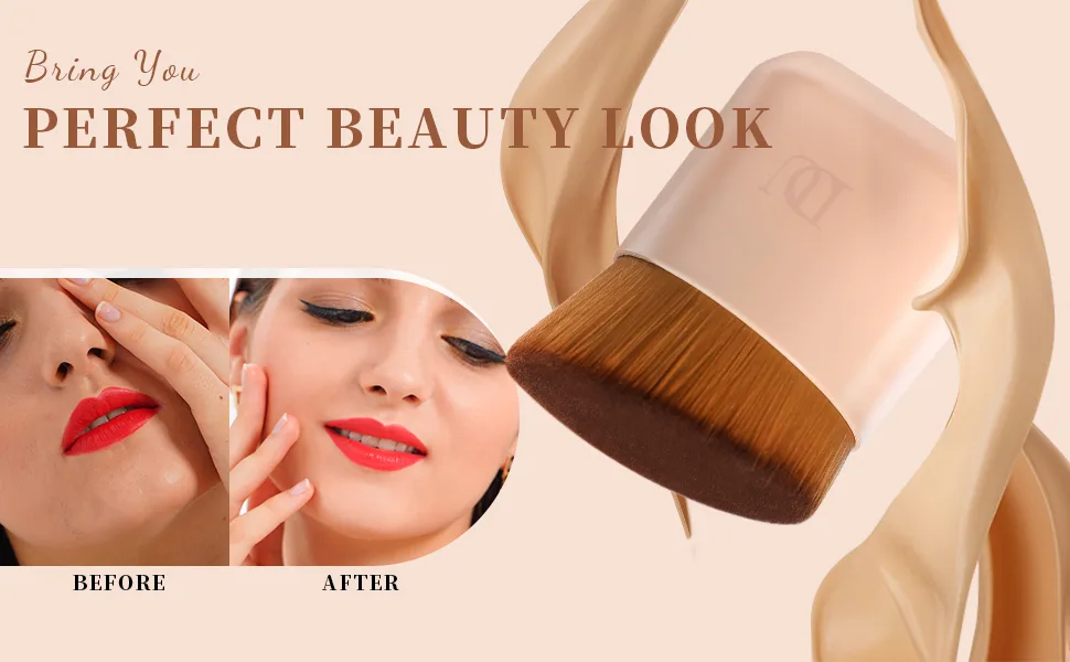 DUcare Kabuki Foundation Brush Flat Top Makeup Brush Synthetic Professional Liquid Blending Mineral Powder Makeup Tools, Golden - product information 10