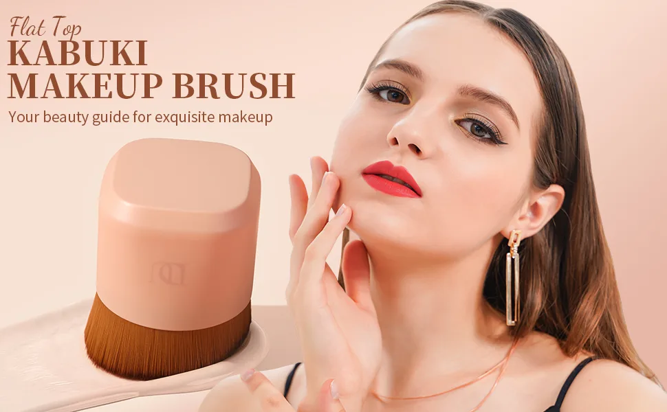 DUcare Kabuki Foundation Brush Flat Top Makeup Brush Synthetic Professional Liquid Blending Mineral Powder Makeup Tools, Golden - product information 6
