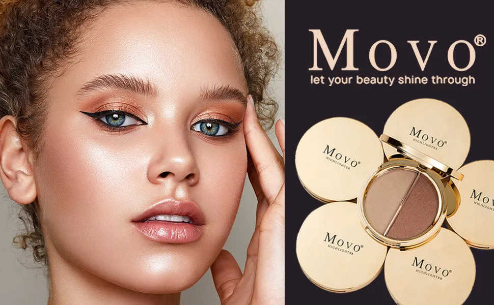 Movo Highlighter Palette 2 In 1 Glow Golden & Bronzer Highlighter Makeup Palette Lasting Vagan Illuminator Highlighter Set(Golden & Bronzer) - highliger palette1