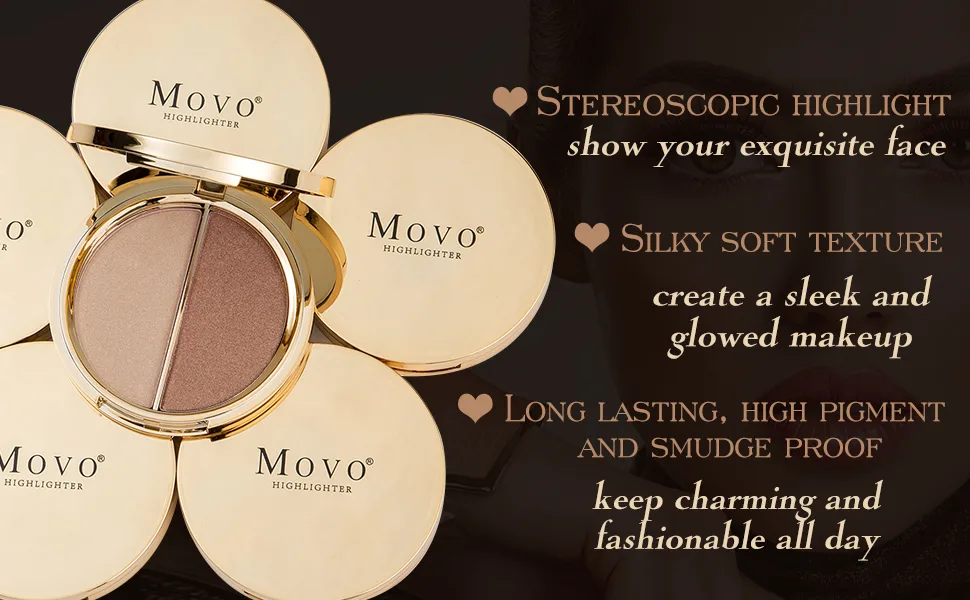 Movo Highlighter Palette 2 In 1 Glow Golden & Bronzer Highlighter Makeup Palette Lasting Vagan Illuminator Highlighter Set(Golden & Bronzer) - highliger palette2