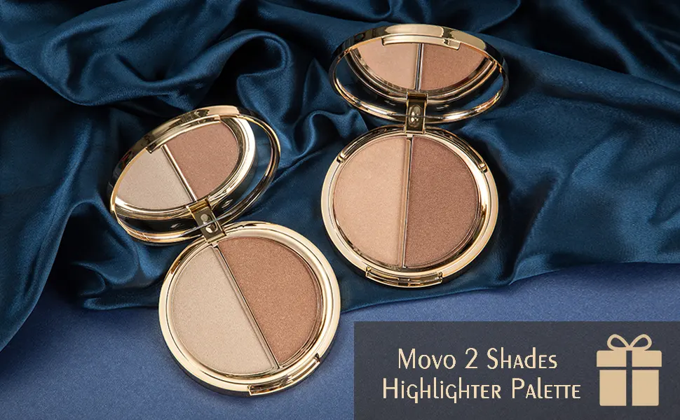Movo Highlighter Palette 2 In 1 Glow Golden & Bronzer Highlighter Makeup Palette Lasting Vagan Illuminator Highlighter Set(Golden & Bronzer) - highliger palette6