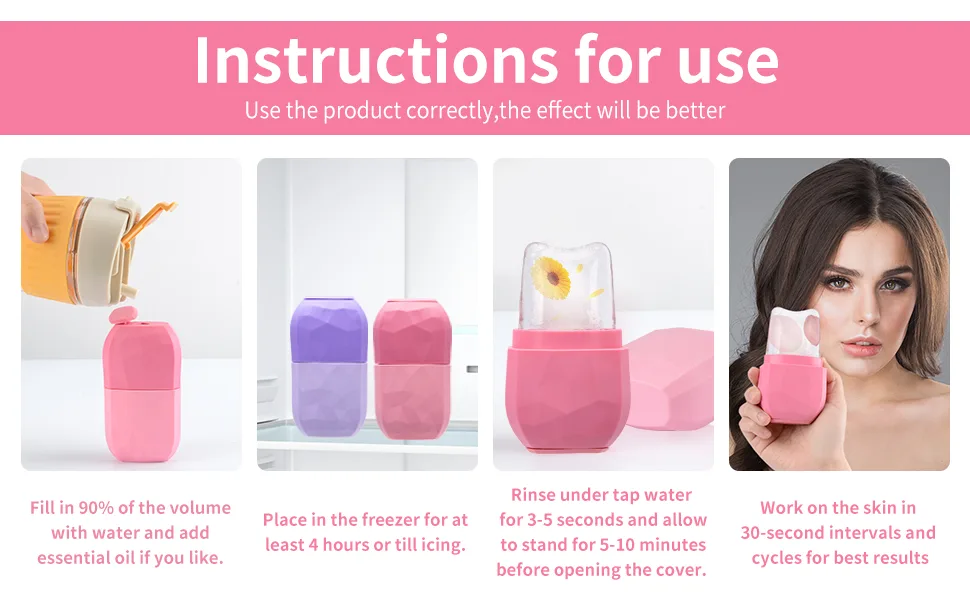 THBRO Ice Roller for Face and Eye, Facial Beauty Ice Roller Skin Care Tools, Silicone Face Ice Mold (Purple) - Ice roller
