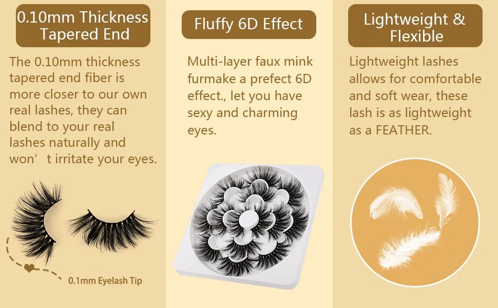 25mm Dramatic Mink False Eyelashes Pack Fluffy Handmade Full 6D High Volume Fake Lashes Soft Reusable 7 Pairs 3D Natural Lash by HeyAlice C-25MM - lashes 25mm