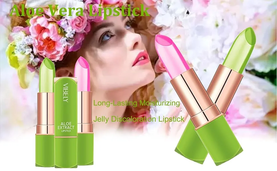 2 Packs Aloe Vera Lipstick , Kaynest Lips Moisturizer Long Lasting Nutritious Lip Balm Magic Temperature Color Change Lip Gloss (Set-A) - product information 1