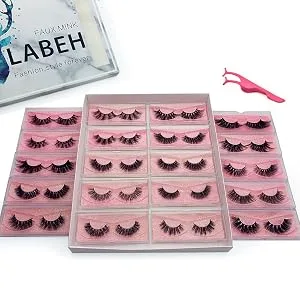 LAB·EH False Eyelashes 3D Mink Fur Eyelashes Reusable Handmade Natural Lashes Fake Eyelashes Easy to Apply(20 type/package) Mixed Mink Lashes #20 kinds - lashes