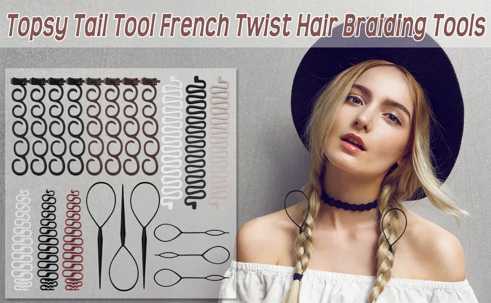 20Pcs Hair Tail Tools Set,Ponytail Maker Hair Braiding Tool for Women Girls Styling Maker Hair Styling Accessories - 20Pcs Hair Tail Tools Set