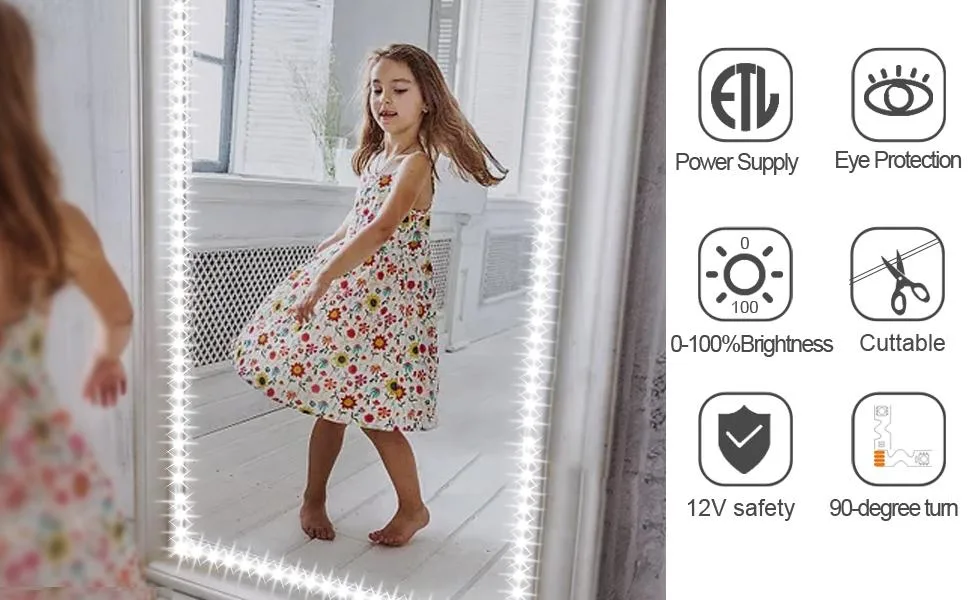 13ft/4M Bendable Led Vanity Mirror Lights Kit Vanity Make-up Mirror Adjustable Flexible Strip Light Table Set with Dimmer Power Supply Mirror Not Included - mirror lights 1.1