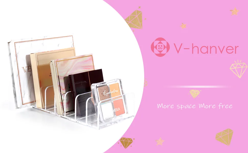 Makeup Organizer, Makeup Palette Organizer for Bathroom Countertop, Vanity, Cabinets, Cosmetics Storage Solution for Eyeshadow Palette, Contour Kit, Blush - 7 Sections Eyeshadow Palettes Holder Clear Palette Organizer - acrylic cosmetic countertop makeup organizer organizers perfume storage vanity