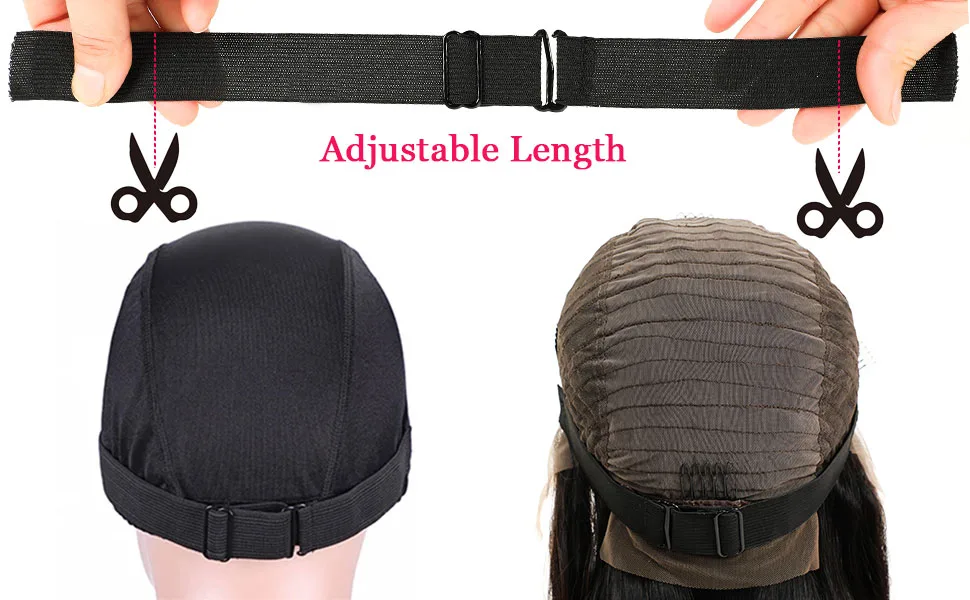 6 Pcs Elastic Bands for Wig, Wig Bands for Keeping Wigs in Place, Adjustable Elastic Wig Band for Sewing, Adjustable Wig Straps - adjustable length