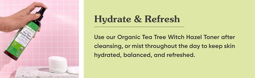 Sky Organics Organic Tea Tree Witch Hazel Toner for Face, USDA Certified Organic to Purify, Hydrate & Balance, 8 fl . Oz. - HYDRATE AND REFRESH