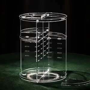 Adjustable Cosmetic Organizer Cosmetics Countertop - Rotating Makeup Storage Acrylic Multi Accessories Organizers Fits Jewelry Toiletry Bathroom (Clear) - makeup organizers